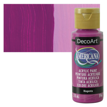 DecoArt Americana Acrylic Paint - Magenta, 2 oz, Swatch with bottle
