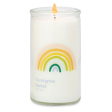 Paddywax Spark Candle - Rainbow, Small, 5 oz (candle with pastel rainbow on jar)