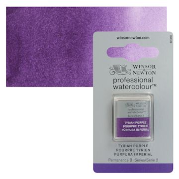 Open in modal - Winsor & Newton Professional Watercolor - Tyrian Purple, Half Pan and swatch