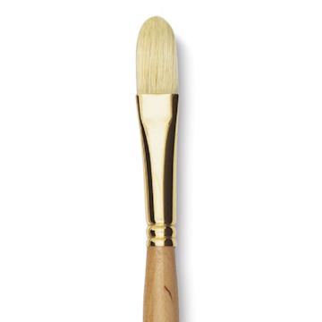 Open in modal - Raphaël D'Artigny Interlocked White Bristle Brush - Filbert, Long Handle, Size 16