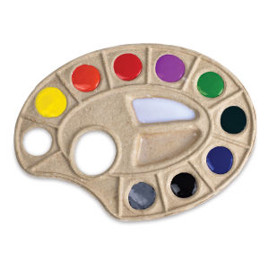Toss Paint Plate Disposable Palette - Top view of one with paint in wells