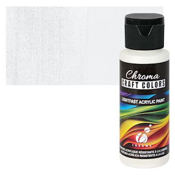 Open in modal - Chroma Craft Colors Acrylic Paint - Metallic Glistening Snow, swatch and bottle