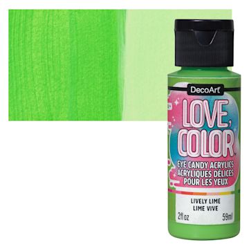 Open in modal - DecoArt Love, Color Acrylic Paint - Lively Lime, 59 ml bottle and swatch