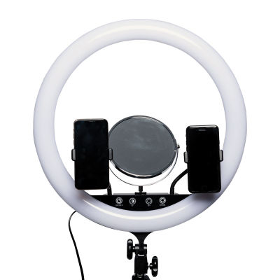 Savage Vlogger LED Ringlight (Shown with Mirror and Flexible Mobile Phone Holders in use.)