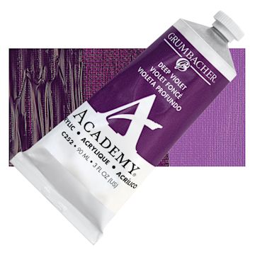 Open in modal - Grumbacher Academy Acrylics - Deep Violet, 90 ml tube and swatch