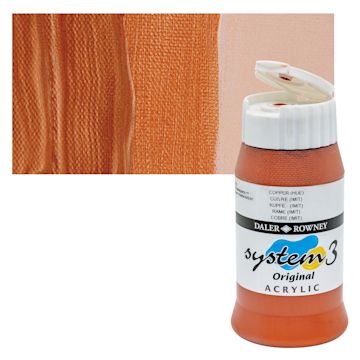 Open in modal - Daler-Rowney System3 Acrylic - Copper Hue, 500 ml bottle and swatch