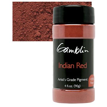 Open in modal - Gamblin Artist's Grade Pigment - Indian Red, 4 oz bottle and swatch
