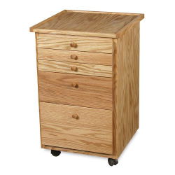 Best Studio 5 Drawer Taboret - Slight angled view showing 5 drawers and Oak top