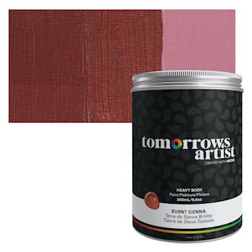 Open in modal - Tomorrow's Artist Eco-Friendly Heavy Body Acrylic Paint - Burnt Sienna, 250 ml jar and swatch