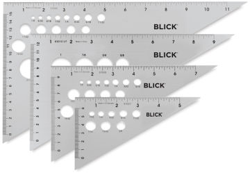 Open in modal - Blick Aluminum Triangles - 4 sizes of 30/60 degree triangles shown together