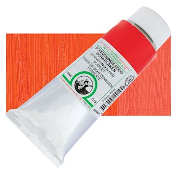 Open in modal - Old Holland Classic Oil Color - Scheveningen Red Scarlet, 125 ml tube and swatch
