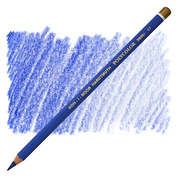 Open in modal - Koh-I-Noor Polycolor Dry Color Drawing Pencil - Cobalt Blue 17,  swatch and pencil