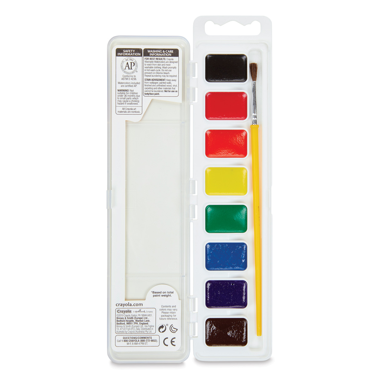 Crayola Washable Watercolors Paint Set 8 Colors Each With Brush