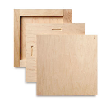 Art Boards Natural Maple Panels - Three panels showing Cradled and Uncradle backs and front surface