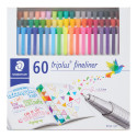 Staedtler Triplus Fineliner Pen - Assorted Colors, Set of 60