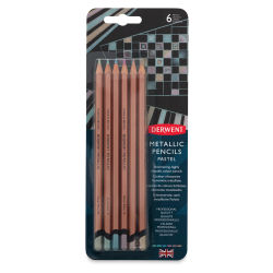 Derwent Professional Metallic Colored Pencils - Front view of Pastel Colors package, Set of 6 
