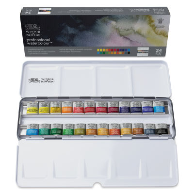 Winsor & Newton Professional Watercolor – Exclusively Ours, Complete Travel Tin, Half Pan Set of 24 (Set contents)