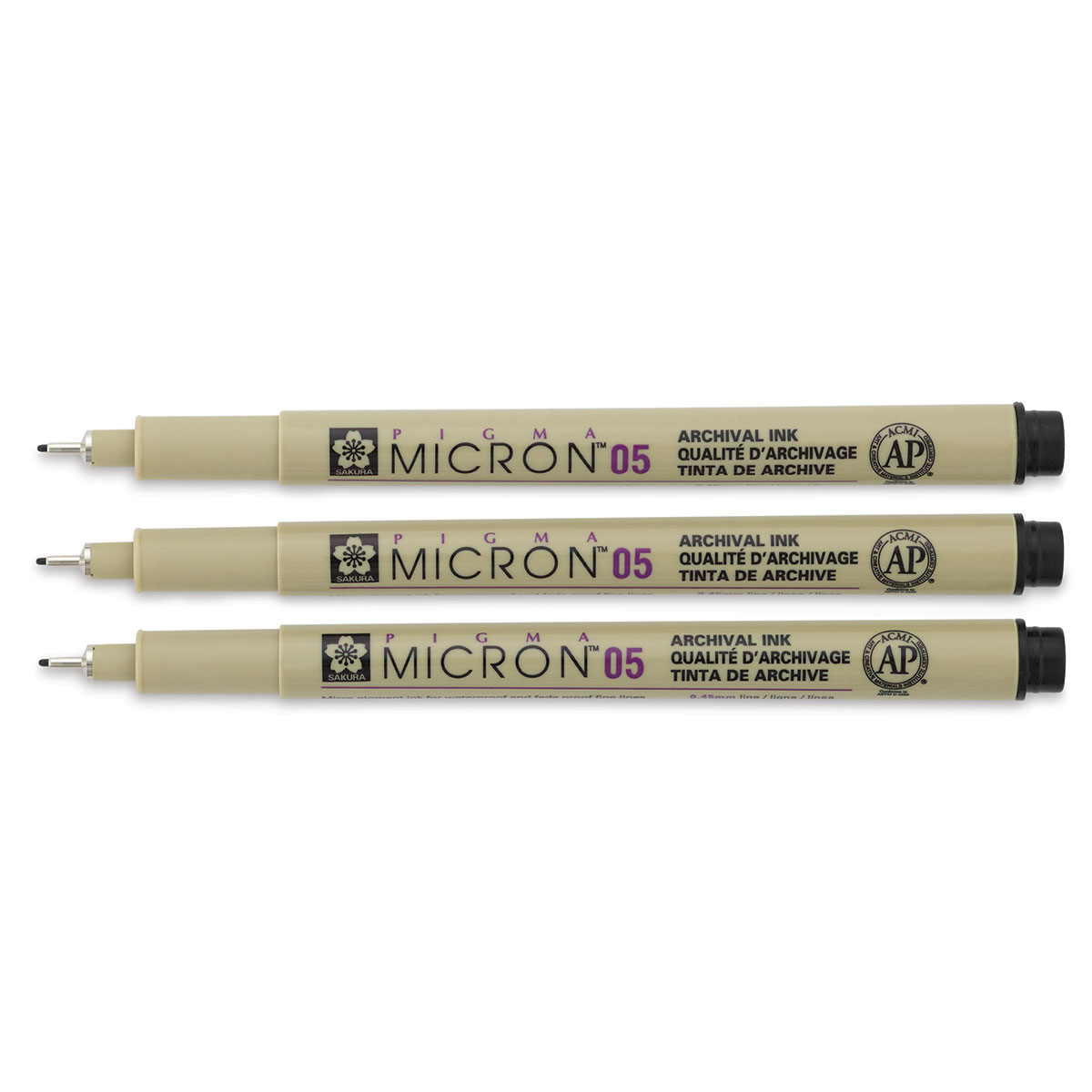 Sakura Pigma Micron Pens - Set of 3, Black, 05