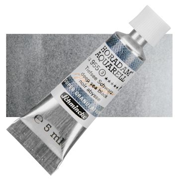 Open in modal - Schmincke Horadam Aquarell Watercolor - Deep Sea Black, 5 ml tube and swatch