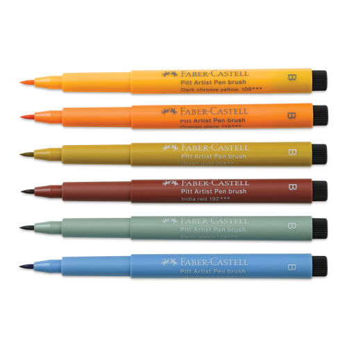 Faber-Castell Pitt Artist Pens- Harvest Colors, Set of 6, Brush Nib