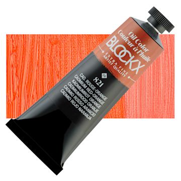 Open in modal - Blockx Artist Oil Color - Cadmium Red Orange, 35 ml Tube and swatch