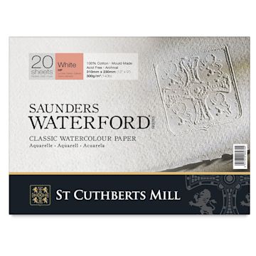 Open in modal - Saunders Waterford Watercolor Blocks - Front cover of 20 sheet Hot Press Block