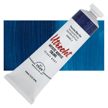 Utrecht Artists' Acrylic Paint - Prussian Blue Hue, 2 oz tube Swatch and Tube