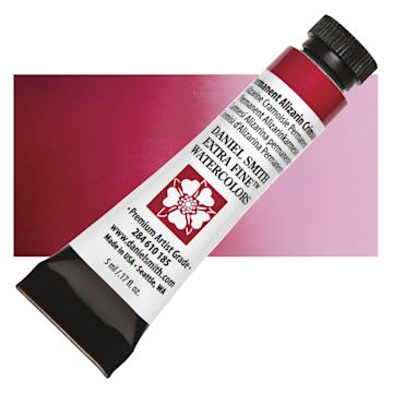 Open in modal - Daniel Smith Extra Fine Watercolor - Permanent Alizarin Crimson, 5 ml Tube and swatch