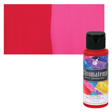 Open in modal - Chroma Chromatemp Artists' Tempera Paint - Red, 2 oz bottle and swatch