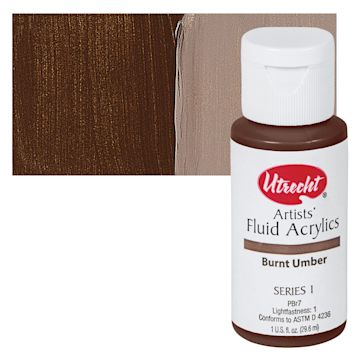 Open in modal - Utrecht Artists' Fluid Acrylic Paint - Burnt Umber  swatch