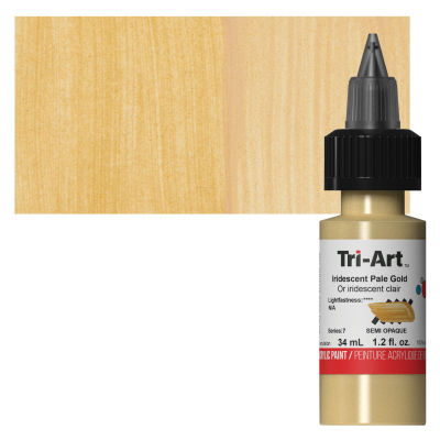 Tri-Art Low-Viscosity Artist Acrylic - Iridescent Pale Gold, Tube with Swatch