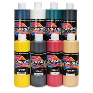 Createx Acrylics Paint Set - Assorted Colors, Set of 8 Pint bottles shown