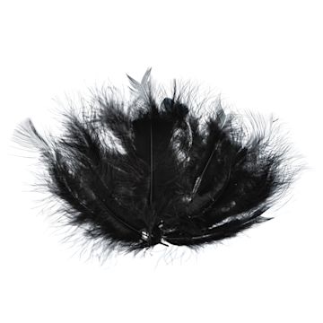Open in modal - John Bead Marabou Feathers - Pkg of 18, Black - out of packaging