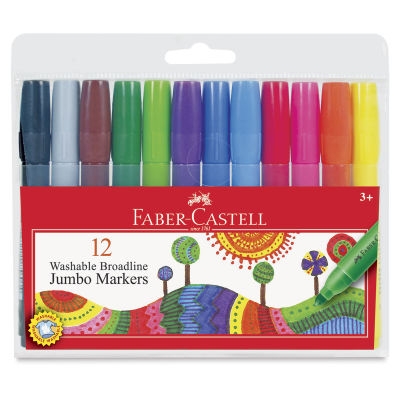 Faber-Castell Jumbo Broadline Washable Markers - Front of package of 12 pc set
