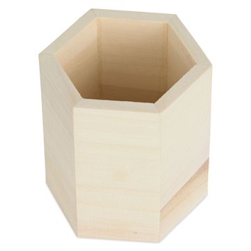 Open in modal - MultiCraft Wood Desk Organizers - Top angled view of Hexagonal Organizer