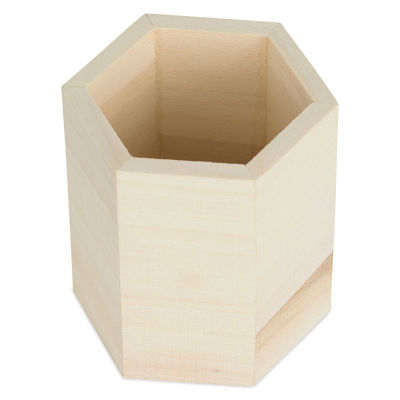 MultiCraft Wood Desk Organizers - Top angled view of Hexagonal Organizer