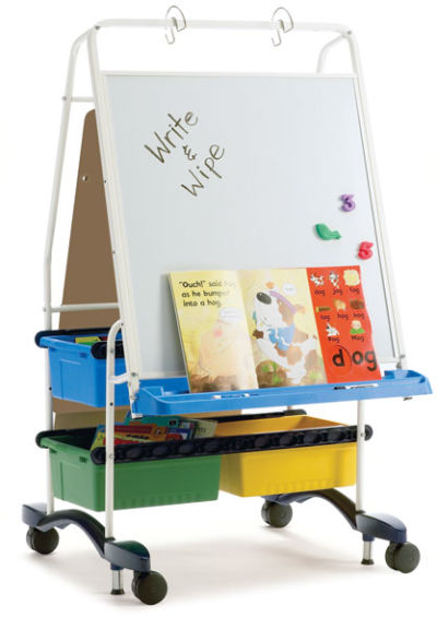 Copernicus Regal Reading/Writing Center - Angled view showing Tubs and Dry Erase board