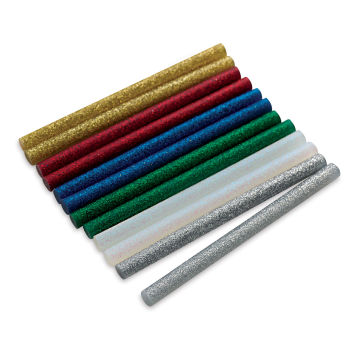 Surebonder All-Temp Mini Glitter Glue Sticks - Components of 12 pc package of Glitter Glue sticks
