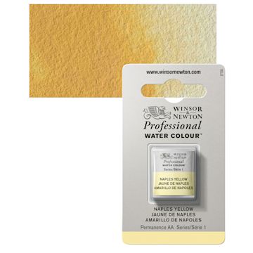 Open in modal - Winsor & Newton Professional Watercolor - Naples Yellow, Half Pan and swatch
