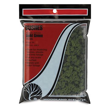 Open in modal - Woodland Scenics Model Scenery - Front view of package of Bushes in Light Green