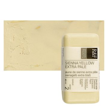 Open in modal - R&F Encaustic Paint Block - Sienna Yellow Extra Pale, 40 ml, Block and swatch