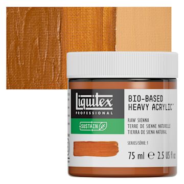 Open in modal - Liquitex Bio-Based Heavy Acrylic Paint - Raw Sienna, 75 ml jar and swatch