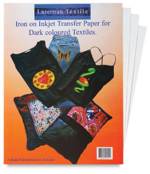 Lazertran Iron-On For Textiles - front of package for dark colored textiles