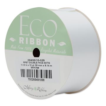 Open in modal - Morex Recycled Double Faced Satin Ribbon - White, 1-1/2" x 10 yd, at an angle