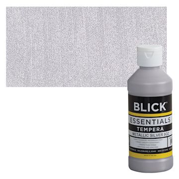 Open in modal - Blick Essentials Tempera - Silver (Metallic), 8 oz bottle and swatch