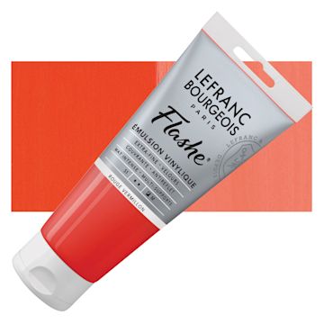 Open in modal - Lefranc & Bourgeois Flashe Vinyl Paint - Red Vermilion, 80 ml tube and swatch
