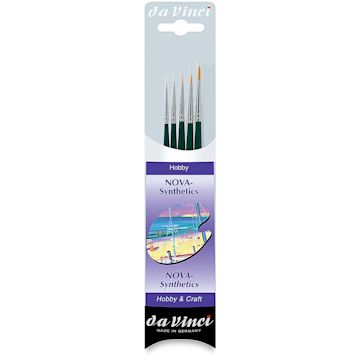 Open in modal - Da Vinci Nova Synthetic Brushes - Miniature Painting Set, Short Handle, Set of 5