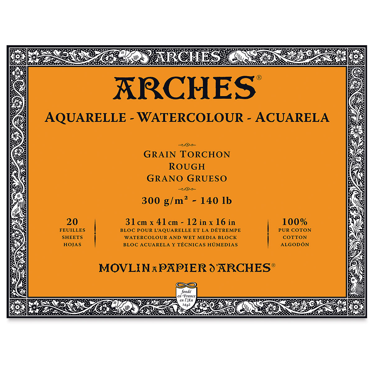 Arches Watercolor Block - 12' x 16', Rough, 20 Sheets