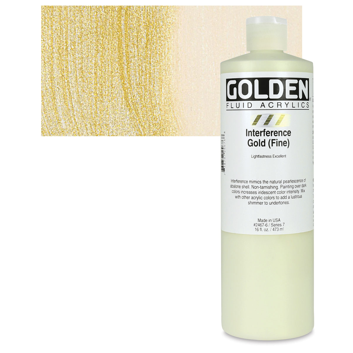 Golden Fluid Acrylic Paint - Iridescent Bright Gold (Fine), 8 oz