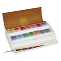 Sennelier French Artists' Watercolor Set, 14-Color Half Pan Plastic Travel Set